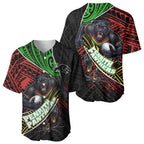 Penrith Panthers Rugby Baseball Jersey Tribal Polynesian Power Art - Lightning Mascot