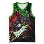 Penrith Panthers Rugby Basketball Jersey Tribal Polynesian Power Art - Lightning Mascot