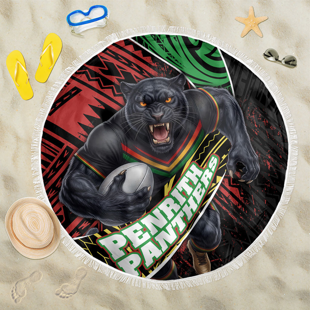 Penrith Panthers Rugby Beach Blanket Tribal Polynesian Power Art - Lightning Mascot