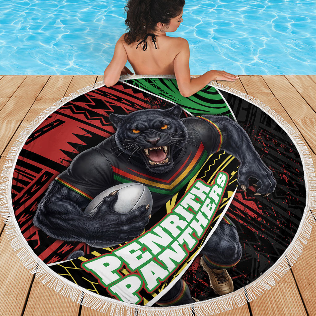 Penrith Panthers Rugby Beach Blanket Tribal Polynesian Power Art - Lightning Mascot