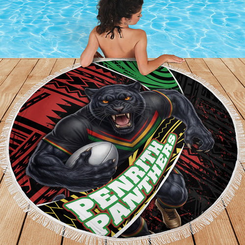 Penrith Panthers Rugby Beach Blanket Tribal Polynesian Power Art - Lightning Mascot