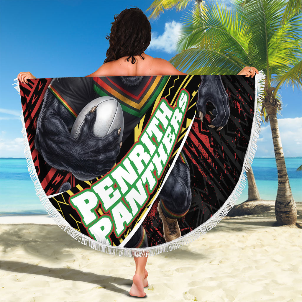 Penrith Panthers Rugby Beach Blanket Tribal Polynesian Power Art - Lightning Mascot