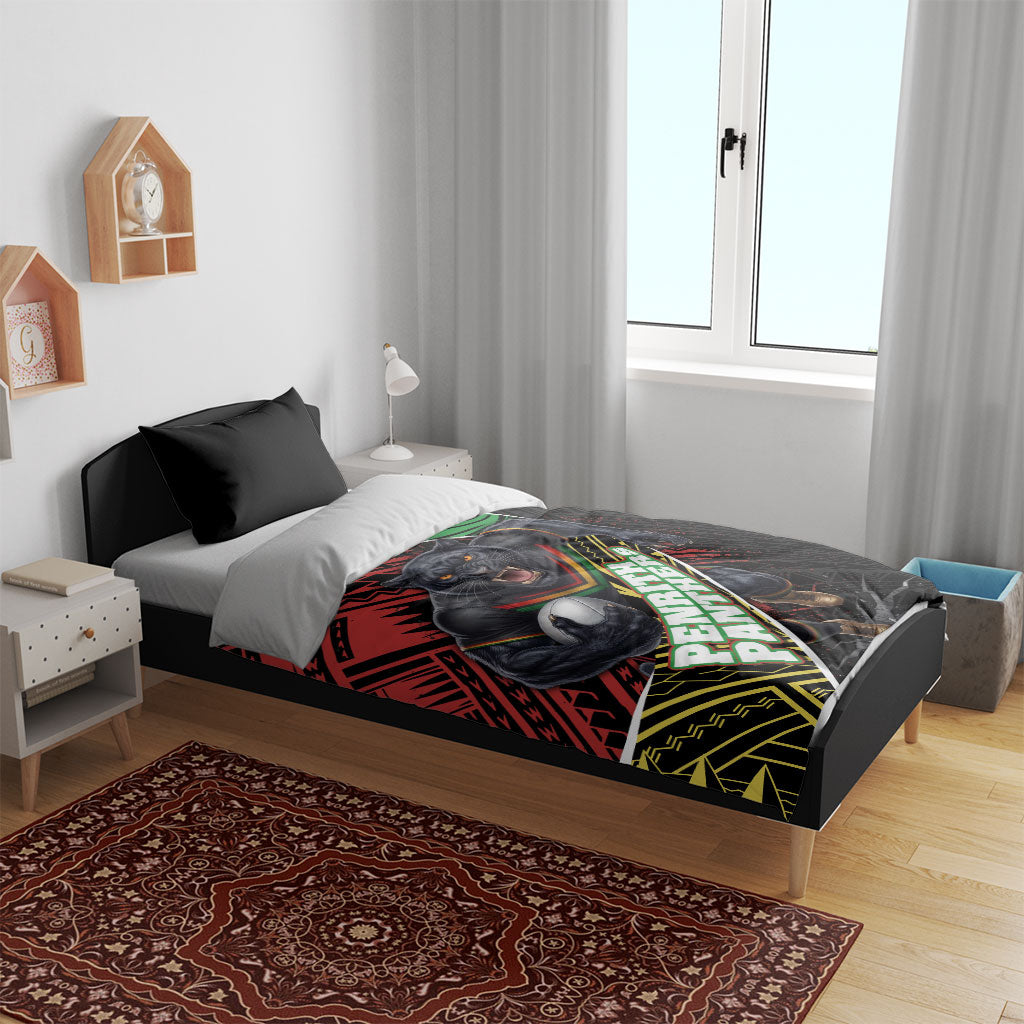 Penrith Panthers Rugby Bedding Set Tribal Polynesian Power Art - Lightning Mascot