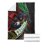 Penrith Panthers Rugby Blanket Tribal Polynesian Power Art - Lightning Mascot