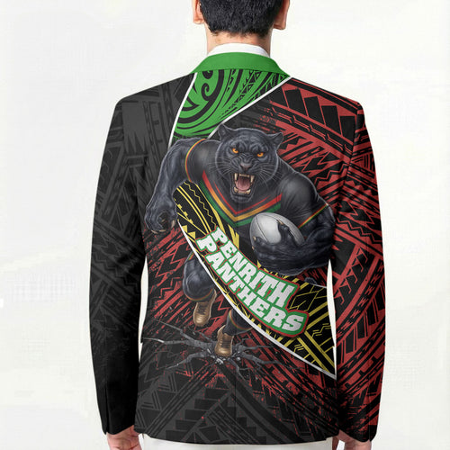 Penrith Panthers Rugby Blazer Tribal Polynesian Power Art - Lightning Mascot