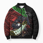 Penrith Panthers Rugby Bomber Puffer Jacket Tribal Polynesian Power Art - Lightning Mascot