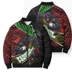 Penrith Panthers Rugby Bomber Puffer Jacket Tribal Polynesian Power Art - Lightning Mascot
