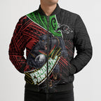 Penrith Panthers Rugby Bomber Puffer Jacket Tribal Polynesian Power Art - Lightning Mascot