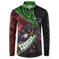 Penrith Panthers Rugby Button Sweatshirt Tribal Polynesian Power Art - Lightning Mascot