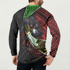 Penrith Panthers Rugby Button Sweatshirt Tribal Polynesian Power Art - Lightning Mascot