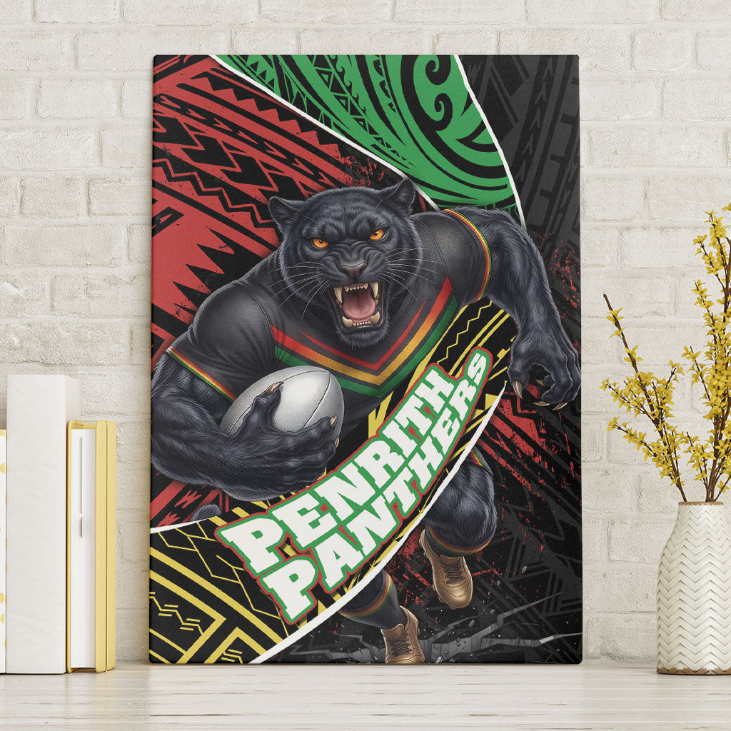 Penrith Panthers Rugby Canvas Wall Art Tribal Polynesian Power Art - Lightning Mascot
