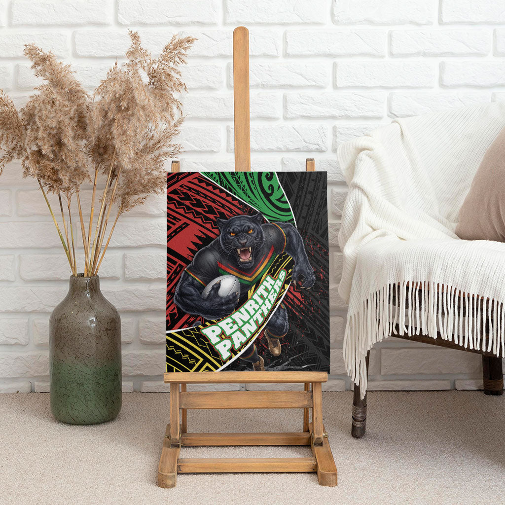 Penrith Panthers Rugby Canvas Wall Art Tribal Polynesian Power Art - Lightning Mascot