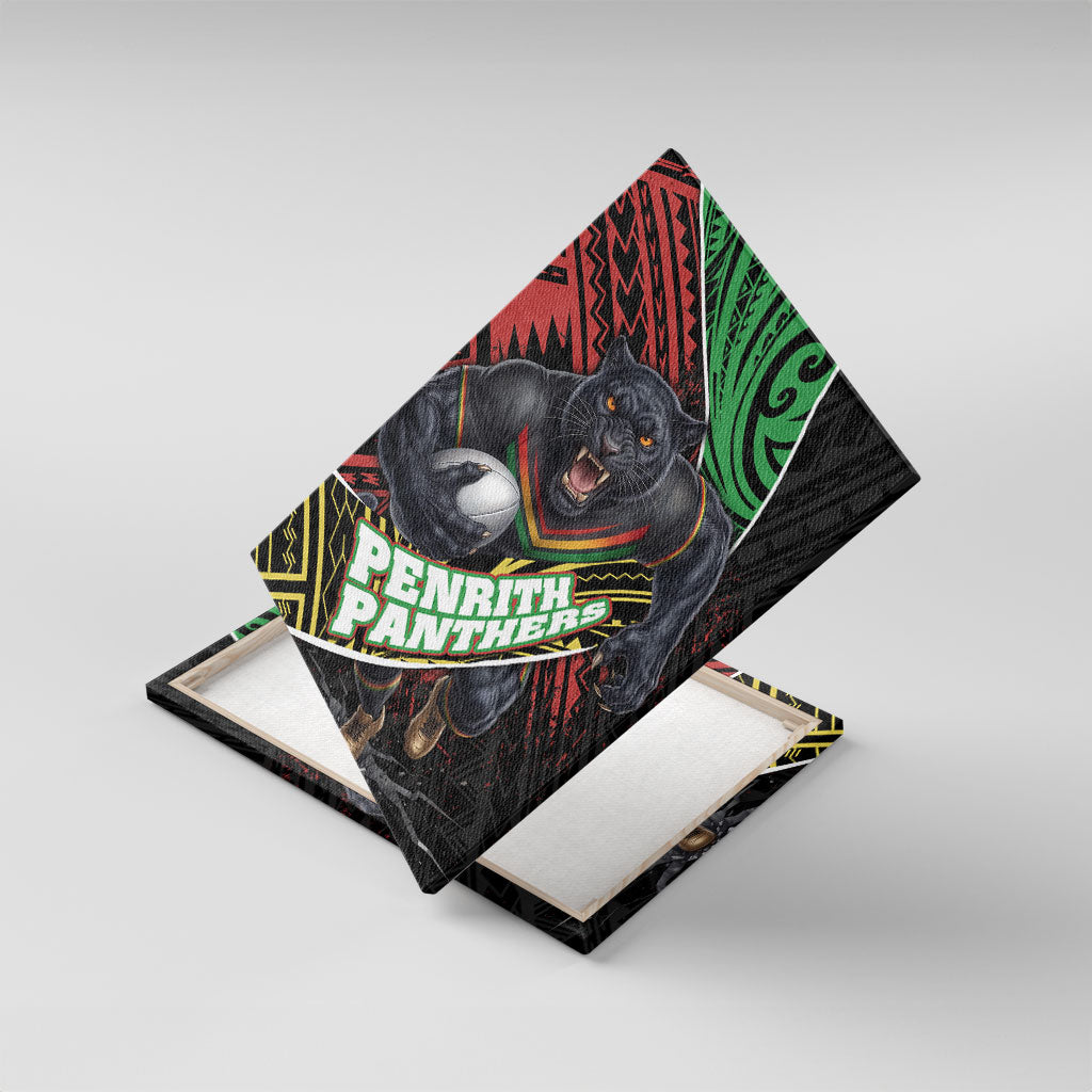 Penrith Panthers Rugby Canvas Wall Art Tribal Polynesian Power Art - Lightning Mascot