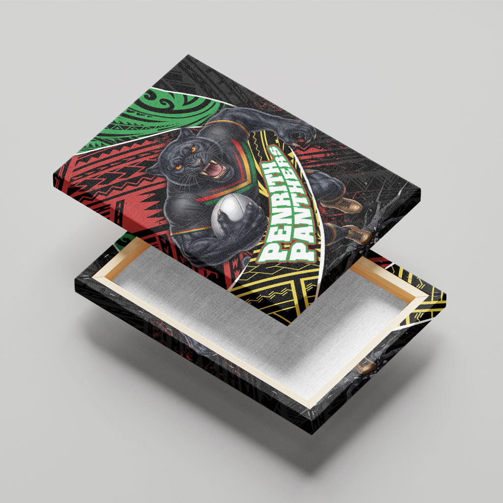 Penrith Panthers Rugby Canvas Wall Art Tribal Polynesian Power Art - Lightning Mascot