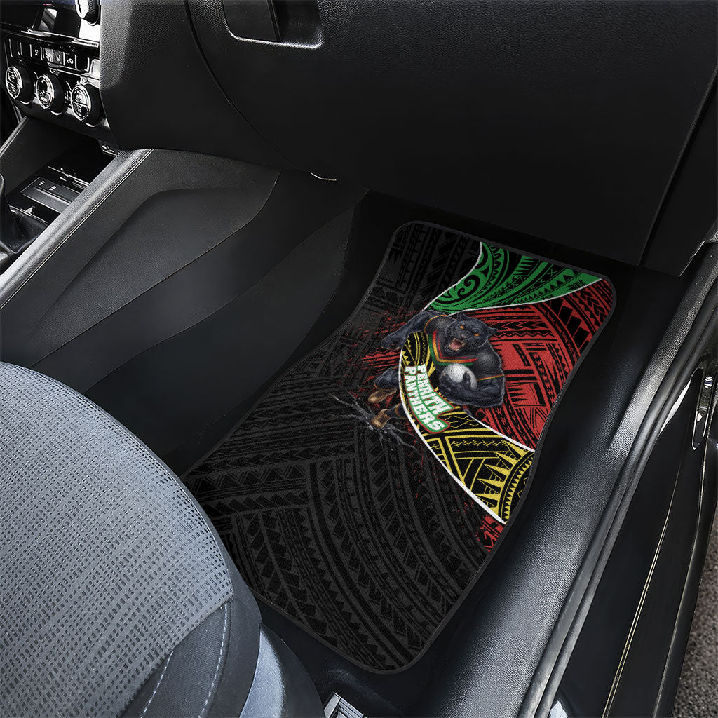 Penrith Panthers Rugby Car Mats Tribal Polynesian Power Art - Lightning Mascot