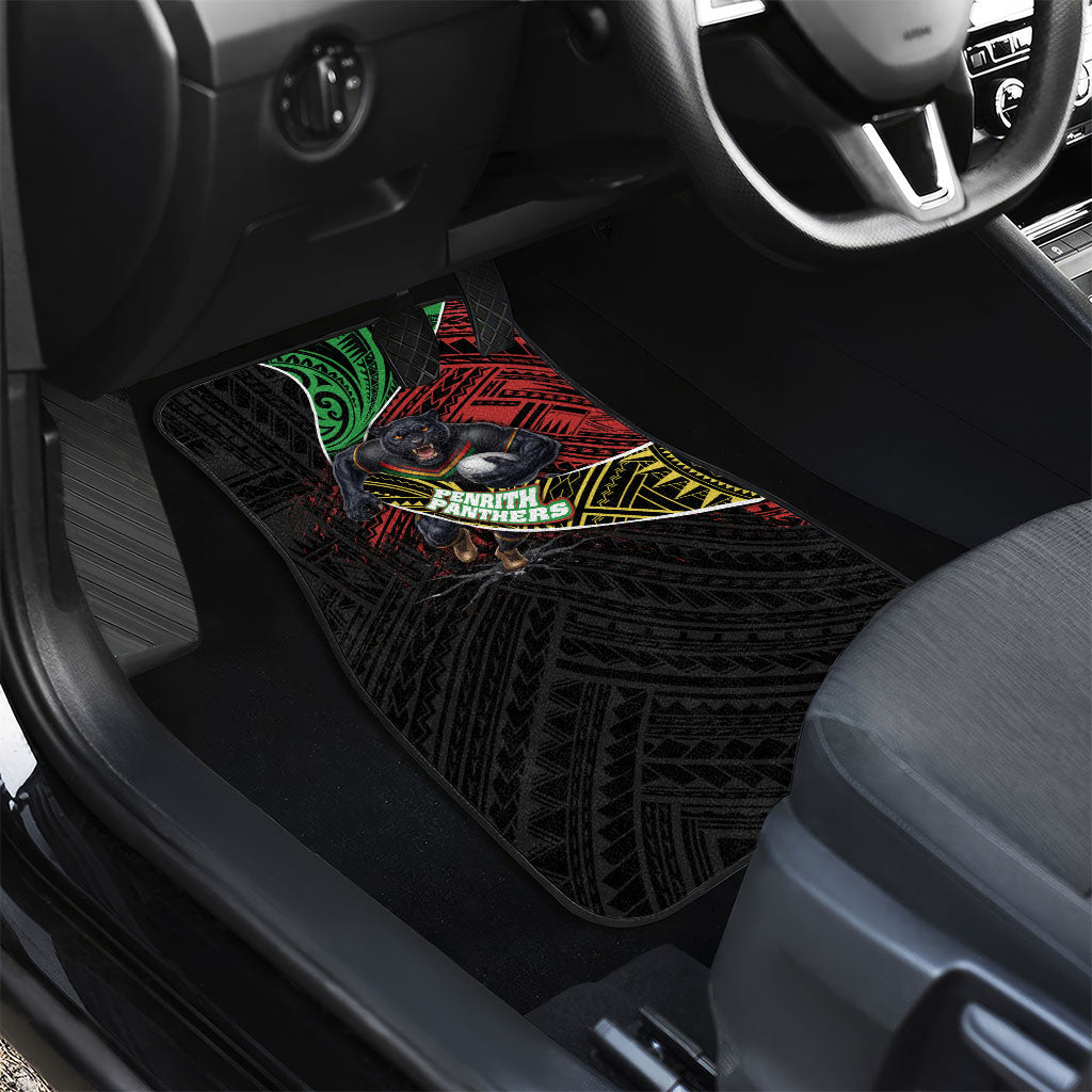 Penrith Panthers Rugby Car Mats Tribal Polynesian Power Art - Lightning Mascot