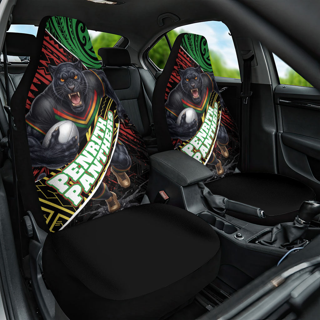 Penrith Panthers Rugby Car Seat Cover Tribal Polynesian Power Art - Lightning Mascot