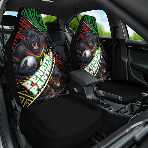 Penrith Panthers Rugby Car Seat Cover Tribal Polynesian Power Art - Lightning Mascot