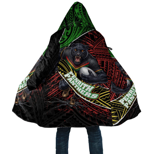 Penrith Panthers Rugby Cloak Tribal Polynesian Power Art - Lightning Mascot