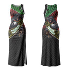 Penrith Panthers Rugby Couples Matching Tank Maxi Dress and Hawaiian Shirt Tribal Polynesian Power Art - Lightning Mascot