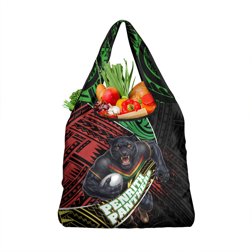 Penrith Panthers Rugby Grocery Bag Tribal Polynesian Power Art - Lightning Mascot