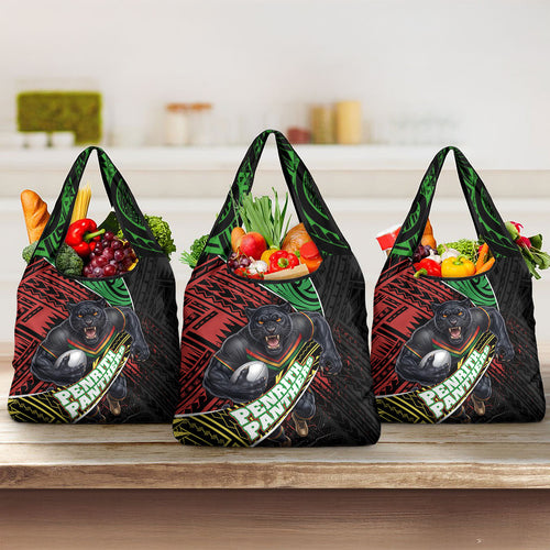 Penrith Panthers Rugby Grocery Bag Tribal Polynesian Power Art - Lightning Mascot