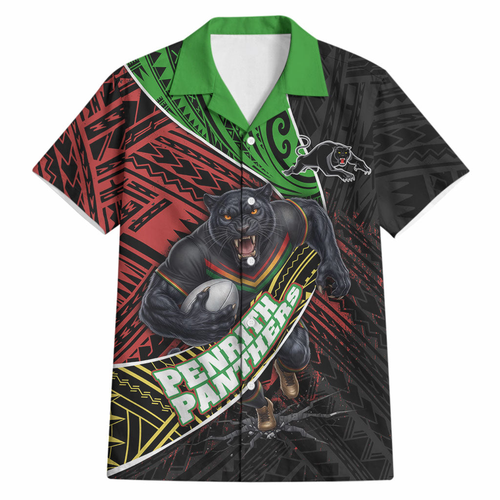 Penrith Panthers Rugby Hawaiian Shirt Tribal Polynesian Power Art - Lightning Mascot
