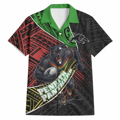 Penrith Panthers Rugby Hawaiian Shirt Tribal Polynesian Power Art - Lightning Mascot