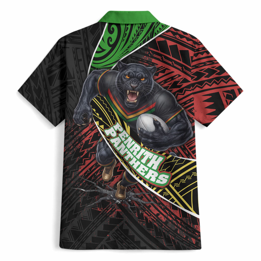 Penrith Panthers Rugby Hawaiian Shirt Tribal Polynesian Power Art - Lightning Mascot