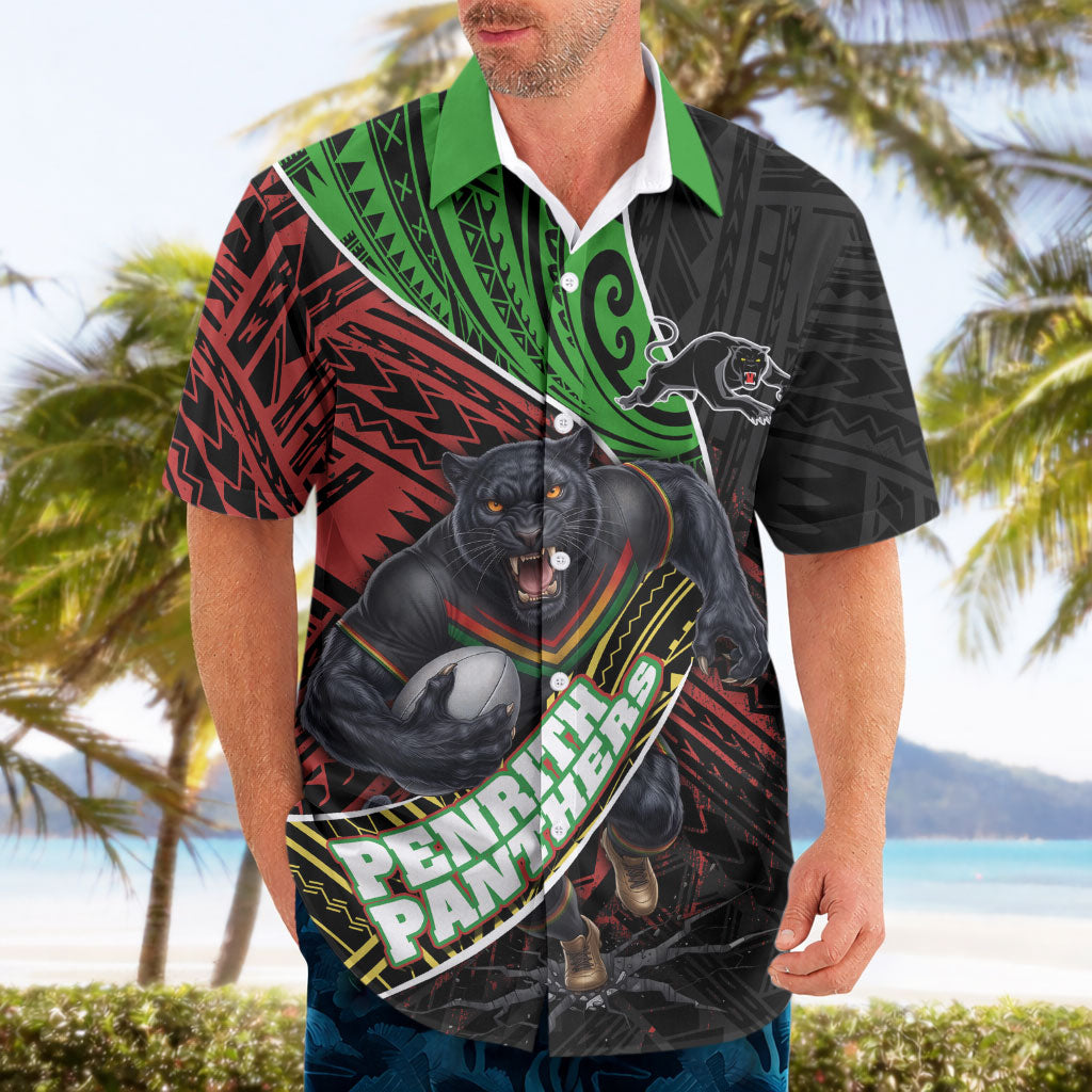 Penrith Panthers Rugby Hawaiian Shirt Tribal Polynesian Power Art - Lightning Mascot