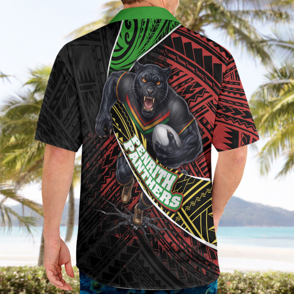 Penrith Panthers Rugby Hawaiian Shirt Tribal Polynesian Power Art - Lightning Mascot
