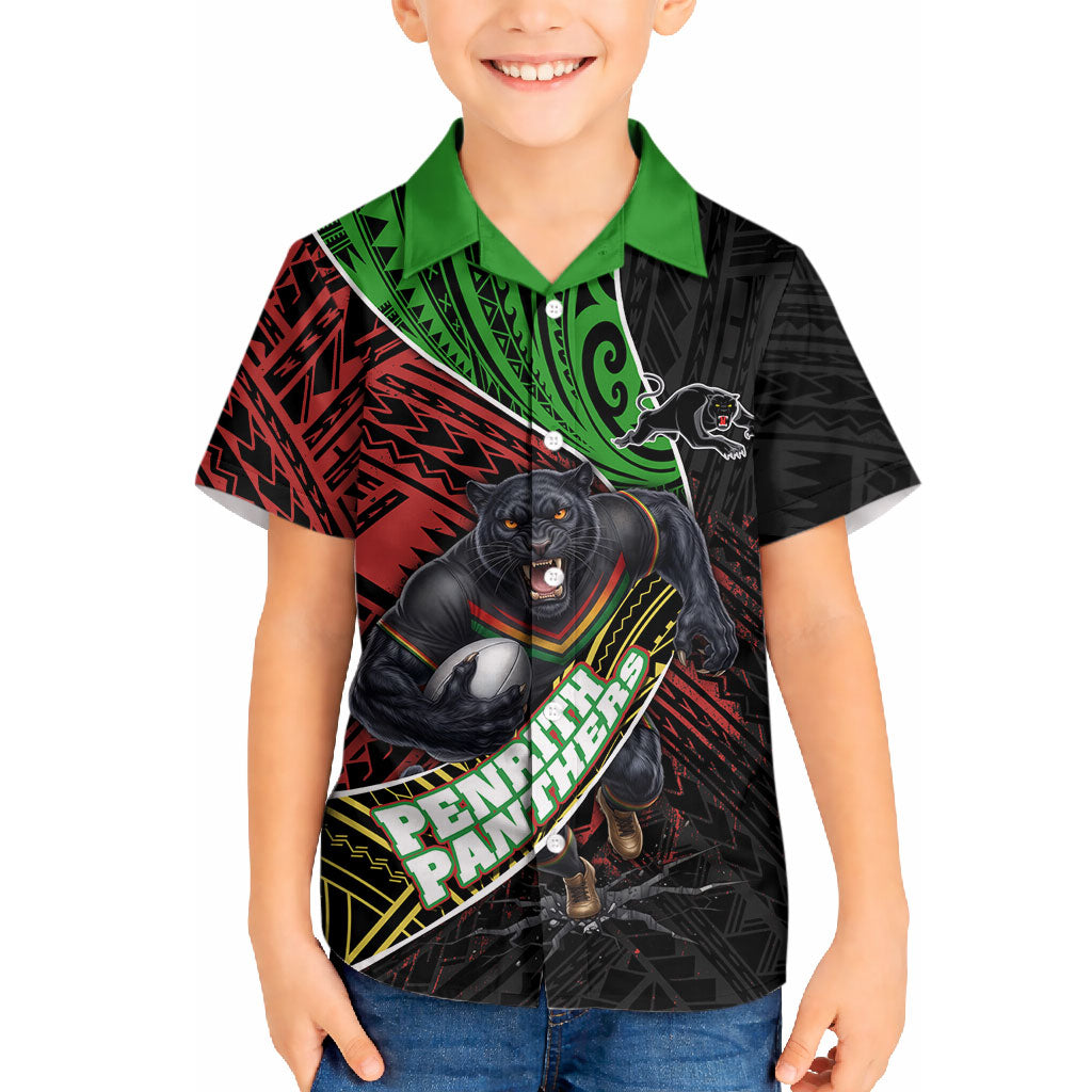 Penrith Panthers Rugby Hawaiian Shirt Tribal Polynesian Power Art - Lightning Mascot