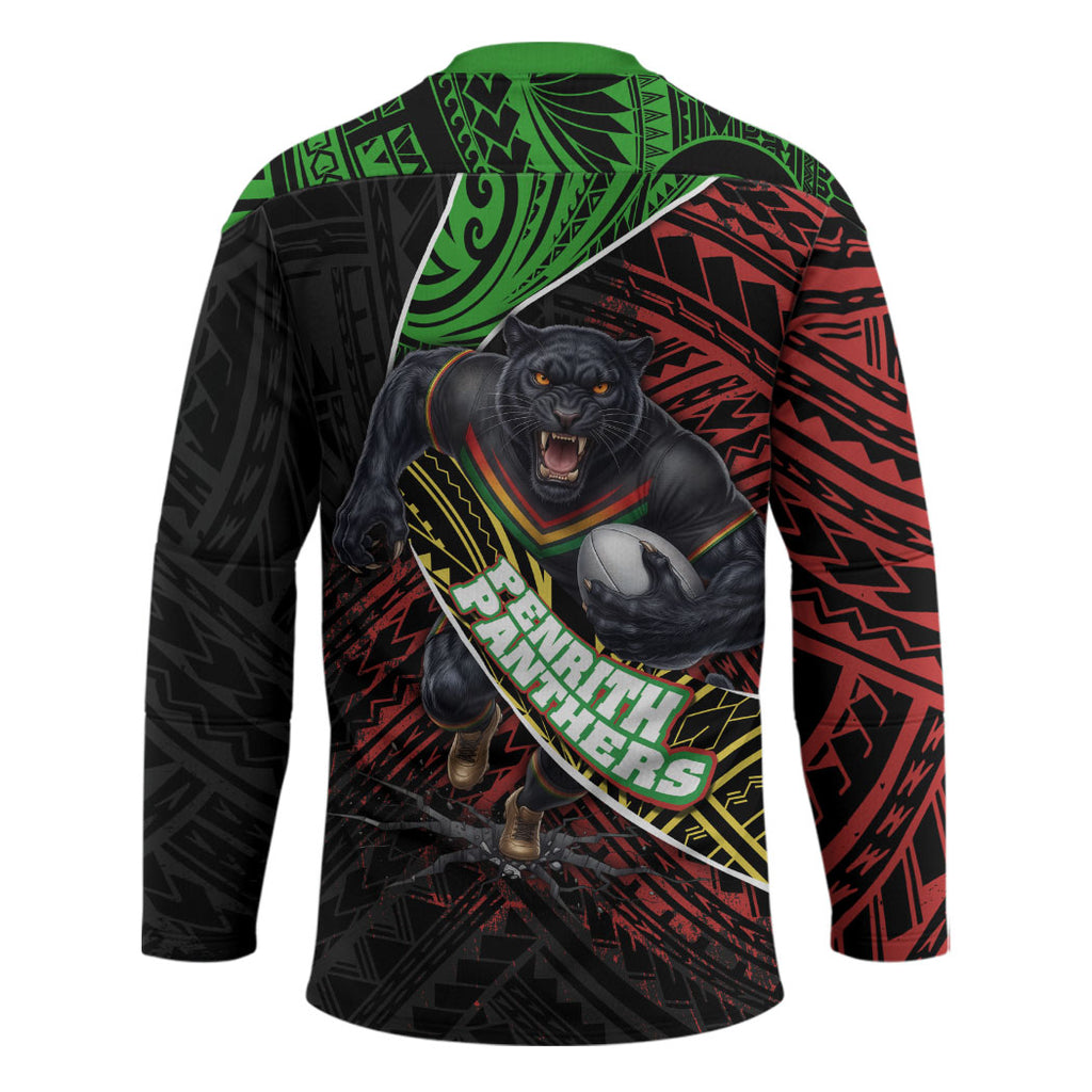 Penrith Panthers Rugby Hockey Jersey Tribal Polynesian Power Art - Lightning Mascot
