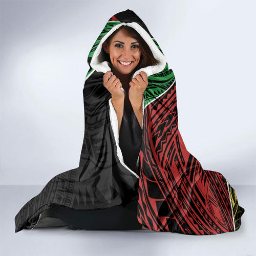 Penrith Panthers Rugby Hooded Blanket Tribal Polynesian Power Art - Lightning Mascot