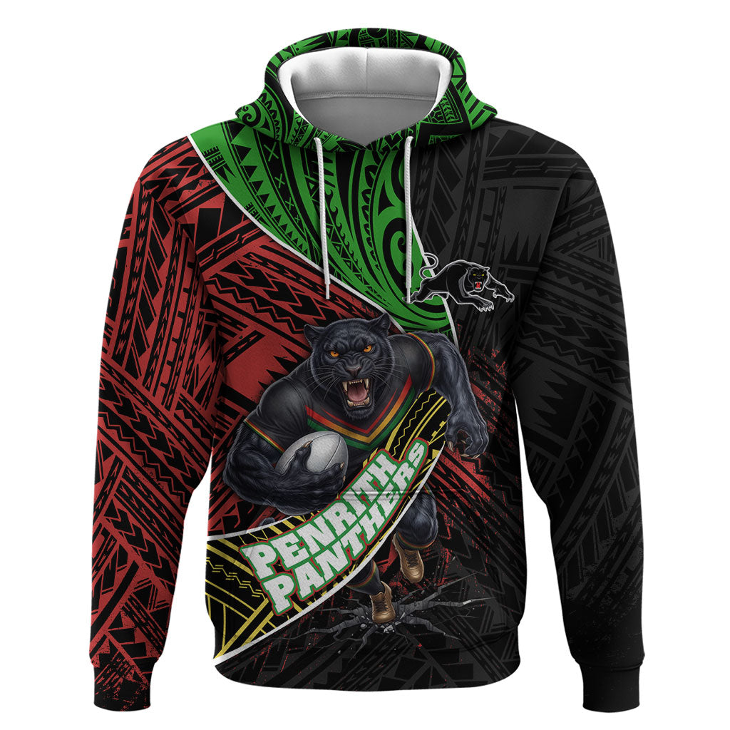Penrith Panthers Rugby Hoodie Tribal Polynesian Power Art - Lightning Mascot