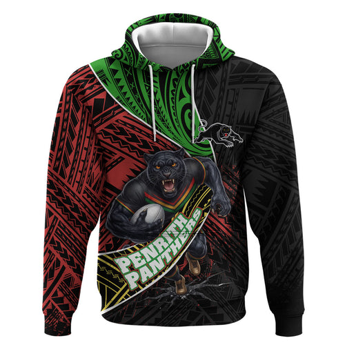 Penrith Panthers Rugby Hoodie Tribal Polynesian Power Art - Lightning Mascot