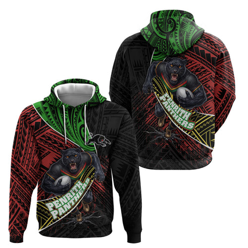 Penrith Panthers Rugby Hoodie Tribal Polynesian Power Art - Lightning Mascot