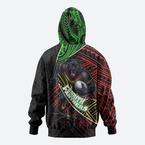 Penrith Panthers Rugby Hoodie Tribal Polynesian Power Art - Lightning Mascot