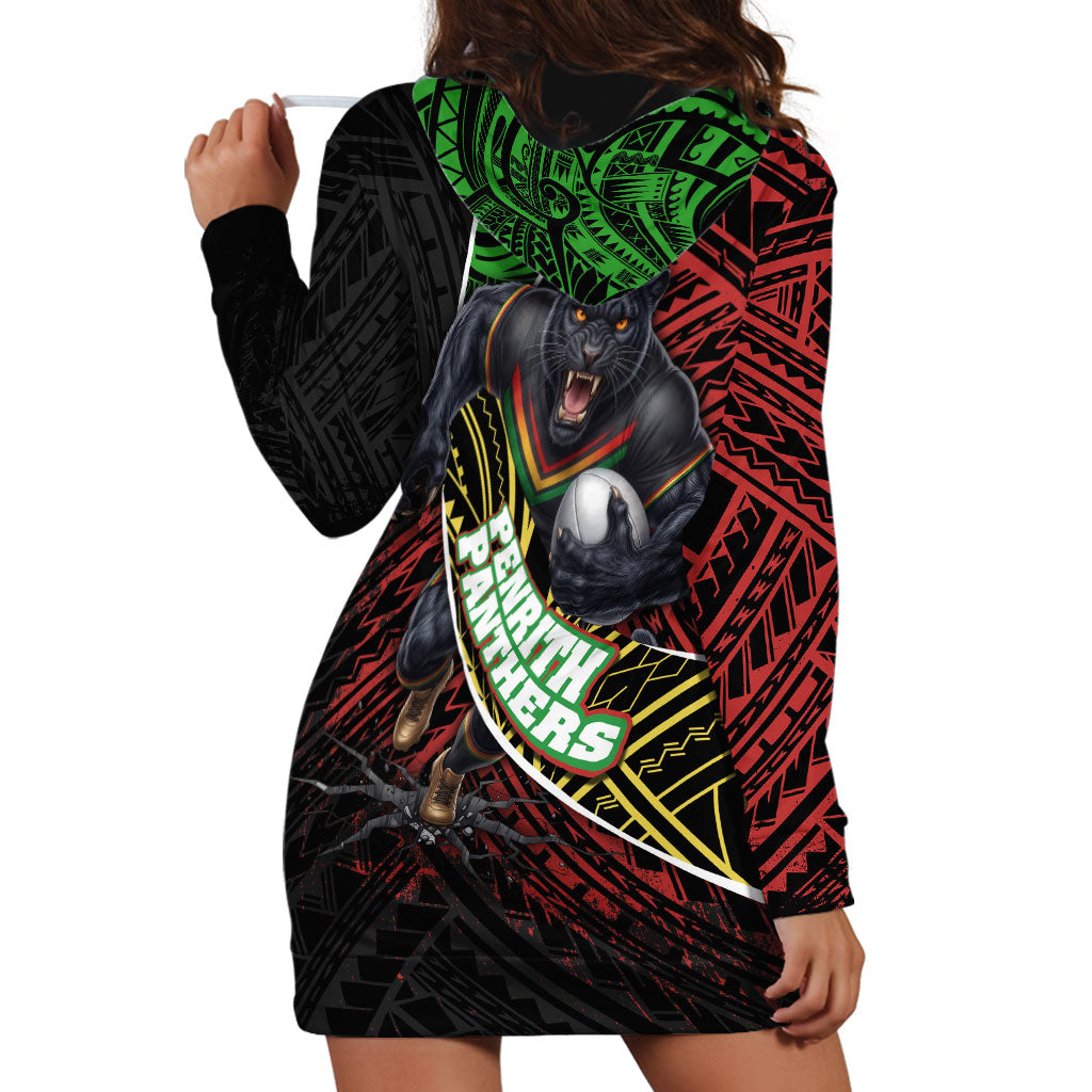Penrith Panthers Rugby Hoodie Dress Tribal Polynesian Power Art - Lightning Mascot