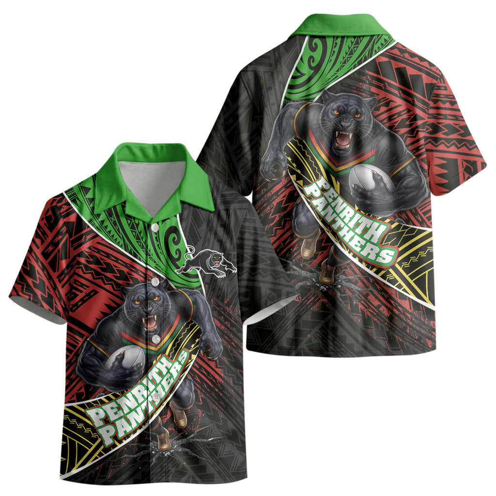 Penrith Panthers Rugby Kid Hawaiian Shirt Tribal Polynesian Power Art - Lightning Mascot