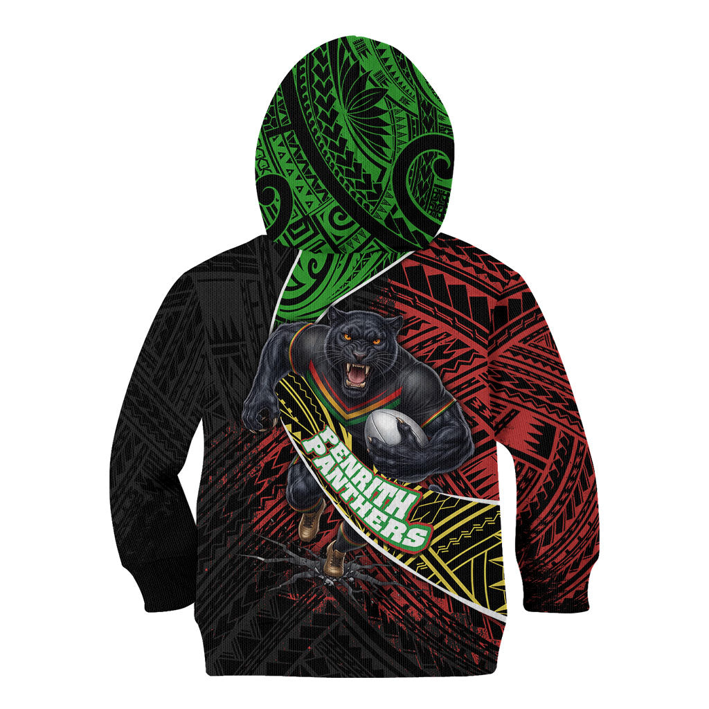 Penrith Panthers Rugby Kid Hoodie Tribal Polynesian Power Art - Lightning Mascot