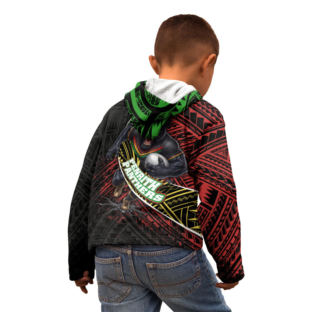 Penrith Panthers Rugby Kid Hoodie Tribal Polynesian Power Art - Lightning Mascot