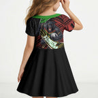 Penrith Panthers Rugby Kid Short Sleeve Dress Tribal Polynesian Power Art - Lightning Mascot