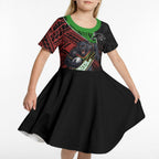 Penrith Panthers Rugby Kid Short Sleeve Dress Tribal Polynesian Power Art - Lightning Mascot
