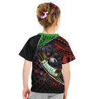 Penrith Panthers Rugby Kid T Shirt Tribal Polynesian Power Art - Lightning Mascot
