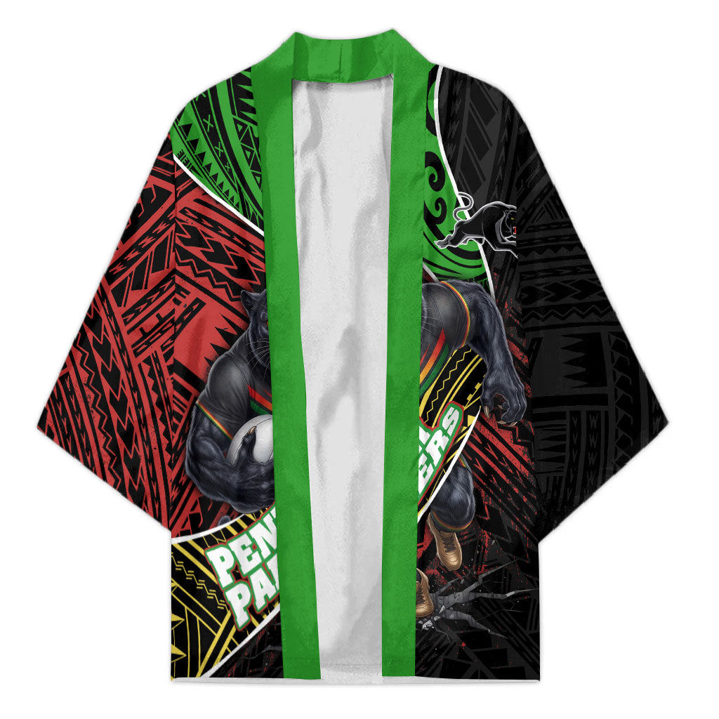 Penrith Panthers Rugby Kimono Tribal Polynesian Power Art - Lightning Mascot