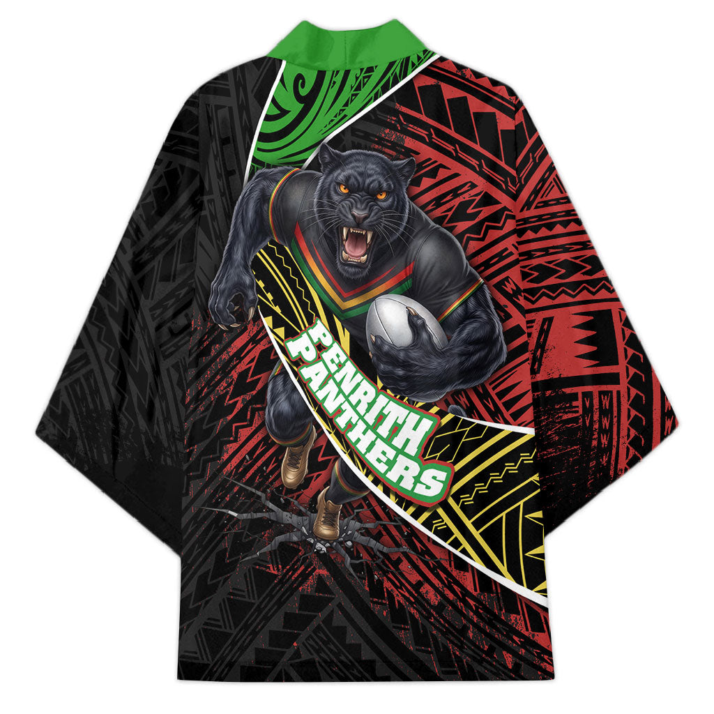 Penrith Panthers Rugby Kimono Tribal Polynesian Power Art - Lightning Mascot