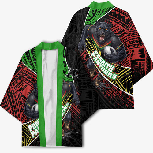 Penrith Panthers Rugby Kimono Tribal Polynesian Power Art - Lightning Mascot