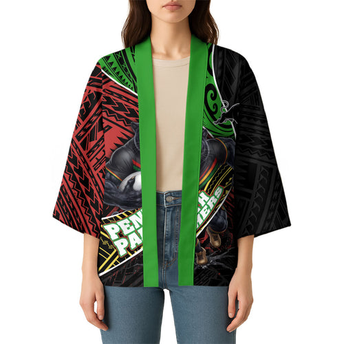 Penrith Panthers Rugby Kimono Tribal Polynesian Power Art - Lightning Mascot