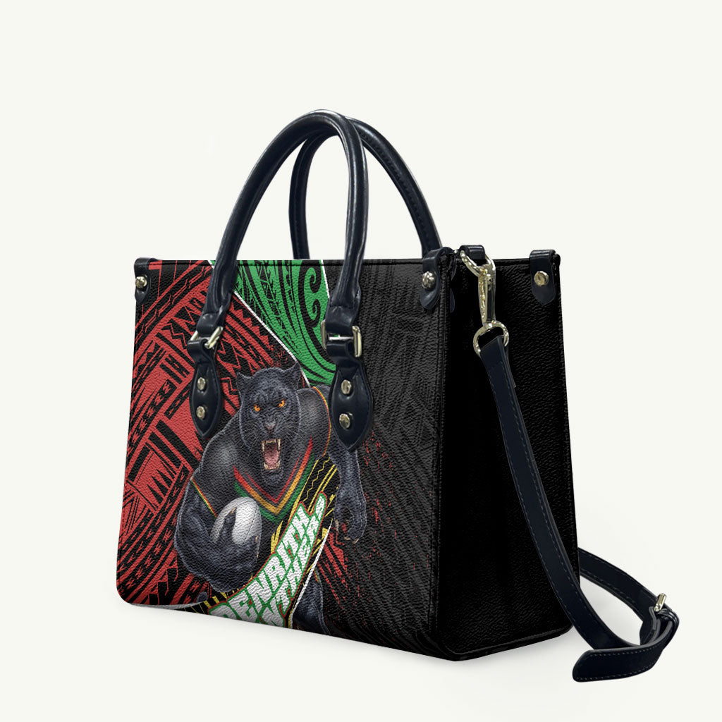 Penrith Panthers Rugby Leather Bag Tribal Polynesian Power Art - Lightning Mascot
